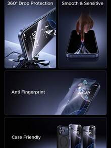 UGREEN 2 件装钢化玻璃手机屏幕保护膜黑边适用于 17 Air Pro Max - 無色 - 查看 3