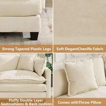 Aoowow Modular Sectional 2 Seater Cloud Sofa Couch For Living Room,78" Loveseat Couch With Deep Seat,Modern Chenille 2 Seat Sofas,Fluffy Small Couches For Bedroom,Small Spaces,Beige - 米色 - 查看 4