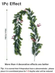 1/3 szt., 180 cm/70,86 cala, sztuczny świąteczny wianek kwiatowy z czerwonymi jagodami, luksusowa sztuczna girlanda sosnowa, dekoracja do domu, salonu, wnętrz, krajobrazu, świąt, pokoju, domu, biura, imprezy, świąt Bożego Narodzenia, na stół - Zielony - Zobacz 2