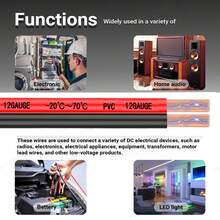 12 Gauge Wire , 2 Conductors Electrical Wire Red Black Cable, Flexible/Low Voltage/PVC 12 AWG Copper Clad Aluminum Extension Cord For Speaker, LED Strips, Automotive 12V/24V DC16.4FT/30FT/50FT/100FT