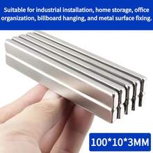 Nam châm hình chữ nhật 100x10x3mm - Có nhiều kích cỡ, phù hợp cho lắp đặt công nghiệp, sắp xếp nhà cửa, quản lý văn phòng, treo biển hiệu và cố định bề mặt kim loại. Thiết kế phẳng dài giúp tăng diện tích bám dính, tăng cường độ ổn định và khả năng chịu lực. Từ tính, độ bám dính chắc chắn và có thể tái sử dụng. - Bạc - Xem 2