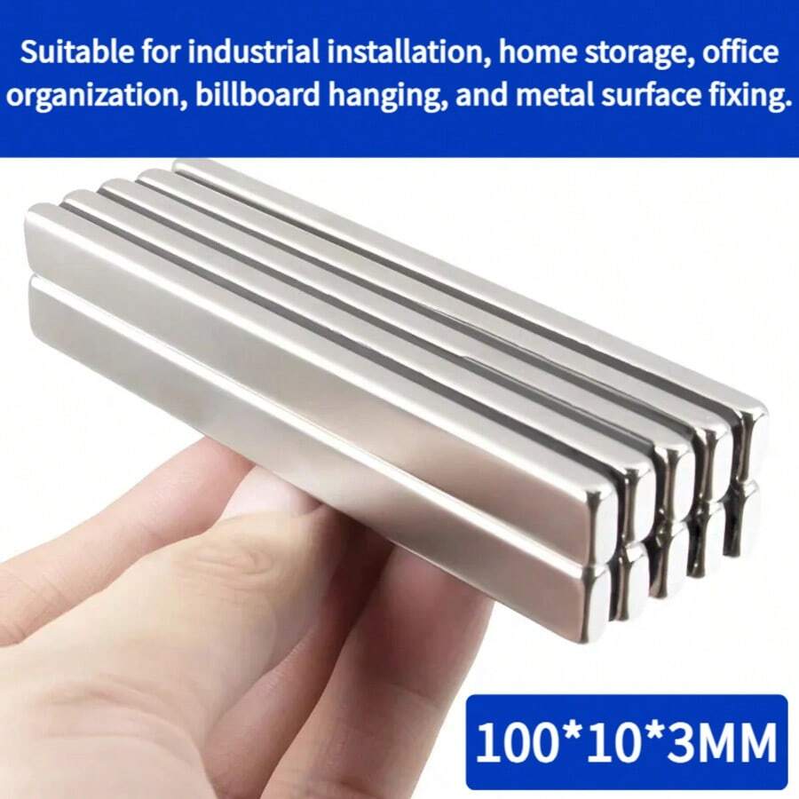 Nam châm hình chữ nhật 100x10x3mm - Có nhiều kích cỡ, phù hợp cho lắp đặt công nghiệp, sắp xếp nhà cửa, quản lý văn phòng, treo biển hiệu và cố định bề mặt kim loại. Thiết kế phẳng dài giúp tăng diện tích bám dính, tăng cường độ ổn định và khả năng chịu lực. Từ tính, độ bám dính chắc chắn và có thể tái sử dụng.