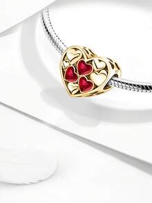 1 件时尚心连心串珠饰品，适合手链 DIY 女士珠宝 - 金色 - 查看 8