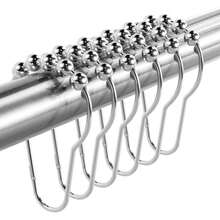 6/12/24-Piece Rust-Proof Stainless Steel Shower Curtain Roller Ball Hooks – Decorative Polished Nickel Bathroom Curtain Hooks For Shower Rods | Bathroom Upgrade Accessories, Fall Decor Renovation Essential Home Bathroom Decor Bathroom Accessories Back To School