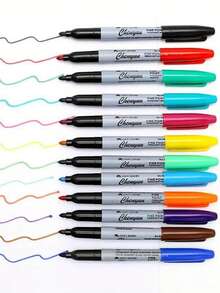 2 Sets Different Colored Markers, Including 12 Colored Markers And 10 Black Permanent Markers. These Marker Pens Are , Waterproof, And Quick Drying, Suitable For Use In Classrooms And Offices, As Well As For Back To School Painting Supplies