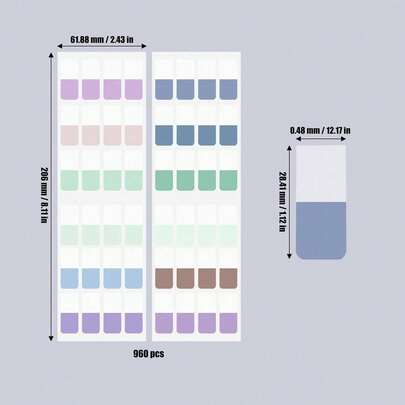 AccEncyc 120 Pcs Colored Index Tab 0.5"X1.1" Large Book Sticky Tabs Repositionable Page Tabs Flags Page Markers Labels For Notebooks, Filing, Classification,12 Colors