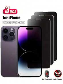 3 Packungen gehärtetes Glas Bildschirmschutz für iPhone 6/7/8/11/12/13/14/15/16/17/Plus/Pro/Pro Max - Datenschutzschutz, öl- und staubabweisend, Anti-Fingerabdruck-Beschichtung, Vollflächenabdeckung, einfache Installation