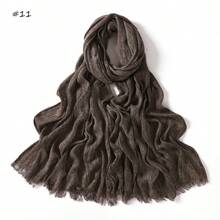 1pc New Fashionable Casual Soft Comfortable Breathable UV Protection Warm Scarf, Suitable For Daily Wear, Festivals And Celebrations, Autumn/Winter, 100% Cotton Material, Hand-Dyed, Solid Color Hijab Scarf For Women - Multicolor - View 13