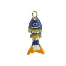 1pc Fashionable Colorful Enamel 3D Swinging Fish Pendant, Versatile DIY Bracelet, Necklace, Earring, Bag Charm Accessory