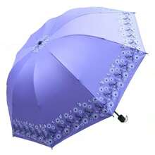 1pc Lightweight Portable Waterproof Umbrella, 10 Ribs Floral Pattern Folding Umbrella With Excellent UV Protection, Casual Lightweight Portable Waterproof Umbrella For Men And Women