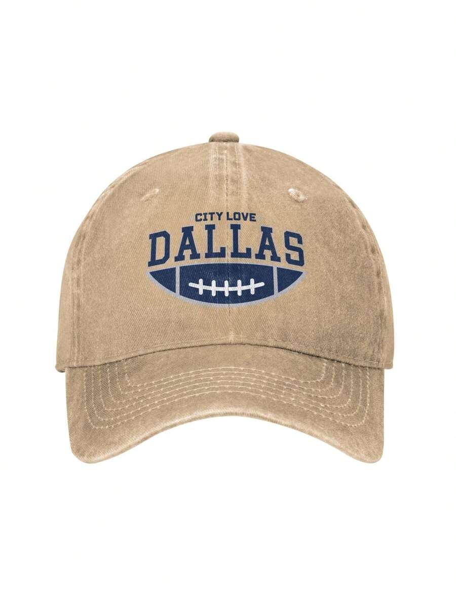 1pc Cowboy Baseball Cap With "City Love Dallas" Printed For Women & Men, Adjustable Casual Street Hat, Ideal For Outdoor Activities, Travel And Work - Màu Khaki - Xem 1