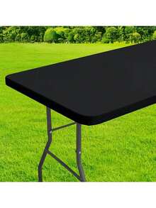 Homing Rectangle Table Cloth Cover, Waterproof Polyester Elastic Fitted Tablecloth, Fits 6 Foot Folding Tables, Washable Table Protector Picnic, Camping, Outdoor (Black, 30 X 72) Summer Birthday Gifts Wedding Beach Back To School School Supplies Room Decor