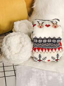 1双女士加厚保暖袜，舒适欧美风圣诞雪袜，秋冬季保暖袜 - 彩色 - 查看 4