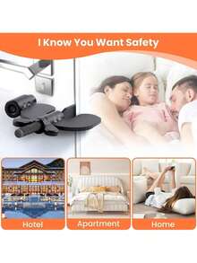 1件便携式门锁家庭安全门锁酒店门锁旅行者旅行锁用于卧室酒店房间内门安全锁家庭公寓安全旅行礼物必备品 - 彩色 - 查看 7