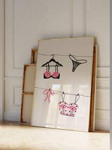 1 Stück ungerahmter Poster mit rosa und schwarzem Schlagzeilen-Motiv von High Heels und Kuss, ideal für Studentenzimmer, Mädchenzimmer, Waschküche, Schlafzimmer Wanddekoration