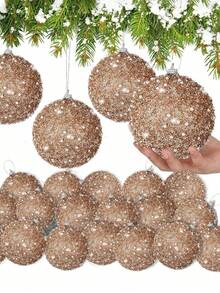 12 quả bóng trang trí Giáng sinh, 3,15in (8cm) chống vỡ dùng trang trí Giáng sinh, bóng cây thông Noel, tiệc cưới, trang trí ngày lễ, để bàn, trang trí cây thông nhỏ (Màu sâm panh) - Rượu sâm banh - Xem 12