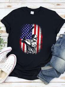 Patriotic Baseball Shirt, Baseball Team Shirt, American Flag Baseball Shirt, 4th Of July Baseball Sh - màu đen - Xem 1
