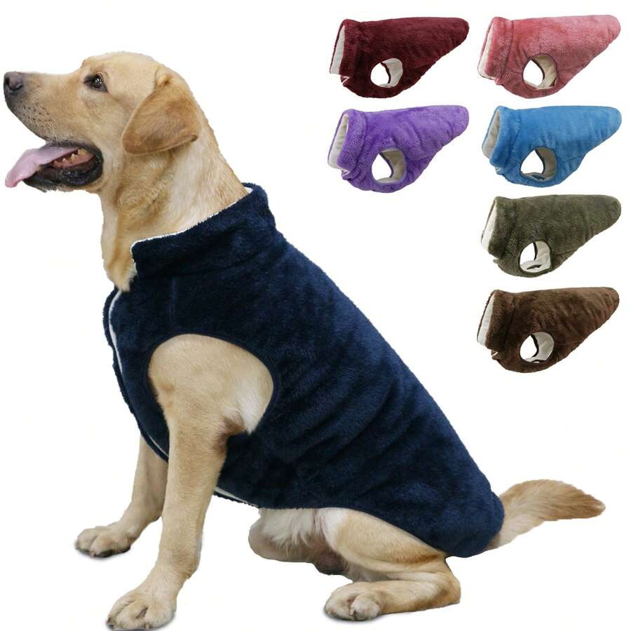 Metglad Giacca per cani, giacca invernale calda per cani, gilet resistente al freddo per cani con bottoni a scatto, gilet in doppio strato di lana adatto per cani di taglia grande, media e piccola - Anguria Rosa - Visualizzare 1