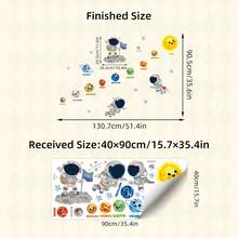 1/2 张太空主题成长图墙贴，带有可爱的宇航员和行星，可移除育儿室贴花，用于婴儿房装饰，教育太阳系儿童墙贴和 60-180 厘米身高 - 彩色 - 查看 14