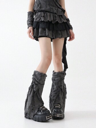 polve 亚文化小众设计流浪风格做旧不对称复古性感腿套