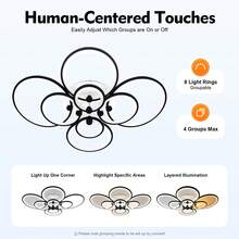 Modern Ceiling Light 8Heads Dimmable Chandelier LED Pendant Lamp Fixture +Remote - Đen và trắng - Xem 3