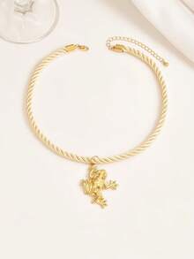 1 Stück modischer, einzigartiger, minimalistischer Nischen-Design Frosch-Seil-Halskette, geeignet für den täglichen Gebrauch von Frauen