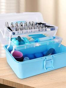 1 pièce Boîte de rangement en plastique à 3 couches, boîte de rangement polyvalente, boîte à outils pliante pour la maison, étui de rangement portable pour l'artisanat, organisateur de fournitures de couture, boîte à médicaments