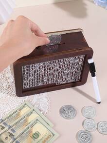 1 buc pușculiță din lemn asamblată creativ, artizanat rafinat din lemn, plan de economii portabil atât pentru bani de hârtie, cât și pentru monede, decorare desktop, un cadou de ziua de naștere pentru prieteni.