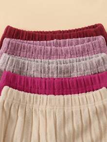 Conjunto de 10 piezas de top de manga larga y pantalones acampanados de punto acanalado suave y de unicolor para niñas, para otoño/invierno - Multicolor - Ver 7