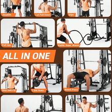 LIZHOUMIL Smith Machines Home Gym With Bench With Weight Bar, Dual LAT Pull-Down Systems & Cable Crossover Machine For Full-Body Workouts Training - Black - View 3