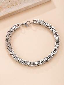 1pc Minimalist Punk Style Stainless Steel Chain Bracelet, Suitable For Men's Daily Wear - Bracelet - View 3