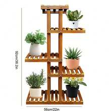 Lislark 5 Tier Plant Shelf Rack Display Stand Multiple Flower Pot Holder Indoor Outdoor - Brown - View 2