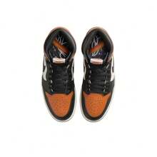 Nike Jordan Air Jordan 1 "Shattered Backboard" 2025 Retro Version, Soft & Comfortable, Non-Slip , High-Top, Retro Basketball Shoes, White/Black/Orange - Black Orange - View 3