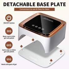 Đèn LED UV làm móng, máy sấy móng, đèn làm gel móng, đèn làm móng sạc điện có hẹn giờ, đèn UV làm gel móng tay, cảm biến tự động, đèn làm khô móng chuyên nghiệp cầm tay - Màu trắng, quà Giáng sinh, quà Valentine - Xem 6