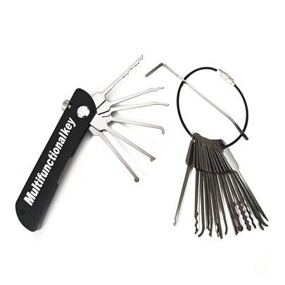 Juego compacto de 21 en 1 para abrir cerraduras, resistente a la oxidación, versátil, llaves para reemplazar cerraduras, ganchos mini convenientes, kit de herramientas de reparación