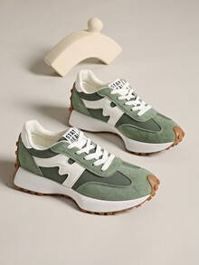 复古厚底运动鞋，加厚鞋面，适合跑步，女款 - 軍綠色 - 查看 6