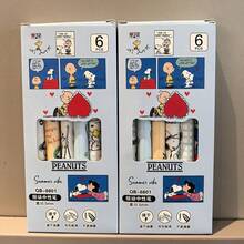 1set/6PCS/SET Kawaii Snoopy Heart-Shaped Press Pen - High-Value Ins Limited Edition 0.5mm Black Gel Pen, Cute Student Girls' Exam Writing Pen, Smooth Ink School Supplies