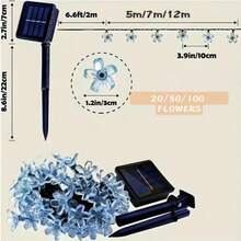 20 LED، 50 LED، 100 LED، أضواء سلسلة أزهار الكرز الشمسية عبر الحدود، أضواء أزهار الكرز الشمسية للحديقة الخارجية، أضواء ديكورية لإضفاء جو الاحتفال