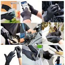 1 Pack Disposable Nitrile Rubber Gloves, Black, High Elasticity Protective