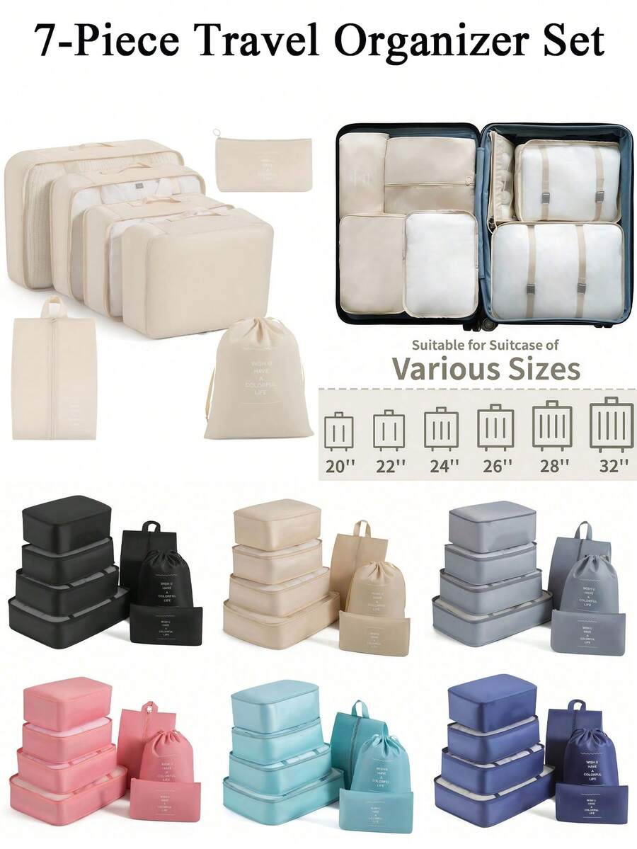 7/1 Piece Women's And Men's Universal Travel Storage Bag, Large Capacity Storage Bag, Multi-Functional Portable Storage Bag, Multiple Sizes, Large Capacity, Multi-Function, Portable Handbag, Clothing Storage Bag