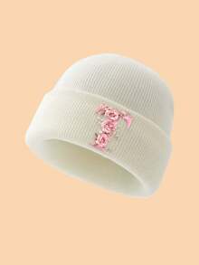 1 Mũ len dệt kim họa tiết hoa hồng và chữ thanh lịch cho bé gái từ 3-10 tuổi, mềm mại, thoải mái, thoáng khí, thời trang, ấm áp cho bé gái mùa đông, thích hợp để phối đồ hàng ngày, sử dụng ngoài trời, làm quà tặng sinh nhật, ngày lễ cho con gái và cháu gái - trắng - Xem 28