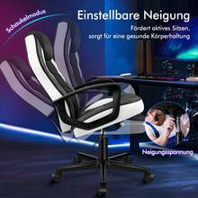 ALFORDSON Racing Desk Chair, Ergonomic Height-Adjustable & Padded 150 Kg Load Capacity Office Chair, Swivel PC Gaming Chair For Home Office, PU Leather And Fabric, Orange - White - View 3