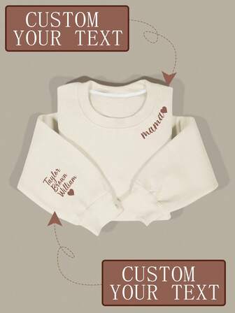 Custom Exclusive Text Sweatshirt, Can Match The Pattern, Personalized Letter Combination Crew Neck Sweatshirt, Long Sleeve Sweater, Women's Sweater, Suitable For Daily Travel, Autumn And Winter Season, Custom Belongs To Your Clothing,Christmas Party Guideline