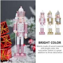 1个木制胡桃夹子士兵玩偶装饰品，迷人的卡通造型，适合圣诞家居装饰，可摆放在书架和桌面上，独特的节日装饰品，圣诞装饰，房间装饰，冬季圣诞装饰，家居圣诞礼物，圣诞装饰品 - 彩色 - 查看 6