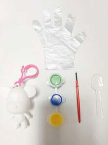 10 pezzi Set di pittura fai-da-te con orsetti fluidi, decorazione graffiti dipinta a mano, comprende colori, cucchiai, orsetti di plastica, pennelli, forniture creative per artigianato, set di pittura per il ritorno a scuola, laurea, eventi di festa, regali significativi per le vacanze, adatto anche per riempire le calze di Natale (disponibili orsetti con testa grande e testa piccola, colori casuali)