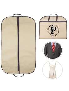 1个防尘衣物袋，防水衣物保护套，时尚26字母印花西装连衣裙衣物收纳袋，悬挂式衣柜整理袋，适用于学校、办公室、家庭、旅行、打包、收纳、返校季