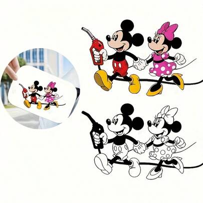 Disney 1pc Car Fuel Tank Cap Stickers, Mickey Stickers, Minnie Car Refueling Stickers, Home Decoration Stickers, Party Stickers, Party Gifts, Car Decoration Stickers