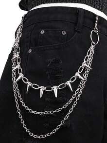 1 pieza Accesorio de cinturón unisex; Cadena de cinturón con decoración de calavera, estrella y cruz de estilo punk de metal remachado, de múltiples capas, adecuada para adolescentes, para uso en verano, deportes al aire libre, viajes, vacaciones, regalos de graduación, decoración de fiestas de cumpleaños o uso diario.