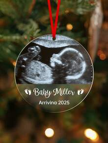Baby Ultrasound Glass Ornament, Baby Announcement Ornament, Pregnancy Announcement Gifts Keepsake, New Baby Christmas Ornament, Gift For Dad,Personalized Ultrasound Ornament Personalized Custom Sonogram Ornament For New Mom And Dad, Expecting Parents Gift For New Baby Announcement