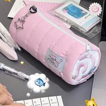 1个鱼形面粉猫铅笔盒和面包小狗蛋糕铅笔盒，高品质可爱化妆包，学生返校文具包，超大容量收纳袋